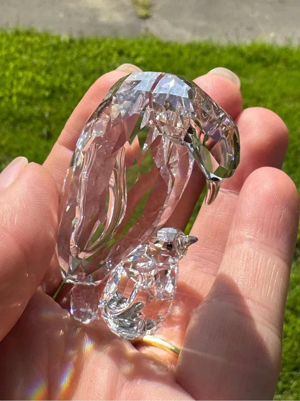 SWAROVSKI mother penguin and baby penguin crystal figurine stamped